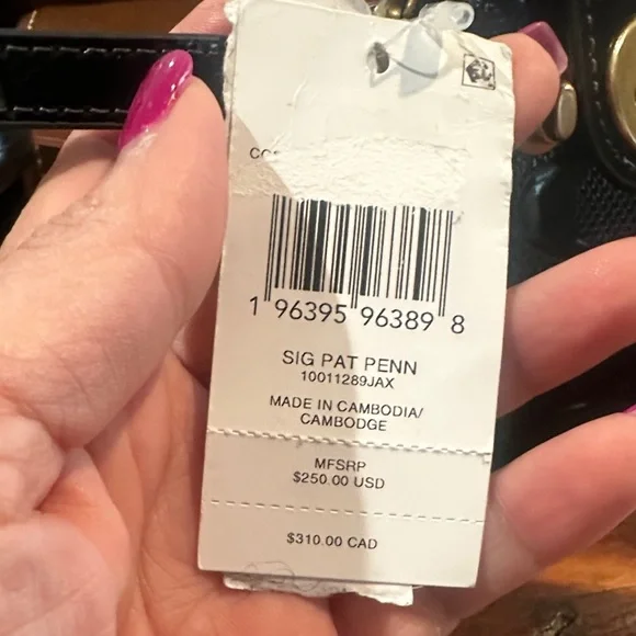 Coach Sig Pat Penn Black Embossed Shoulder Bag - Picture 10 of 10